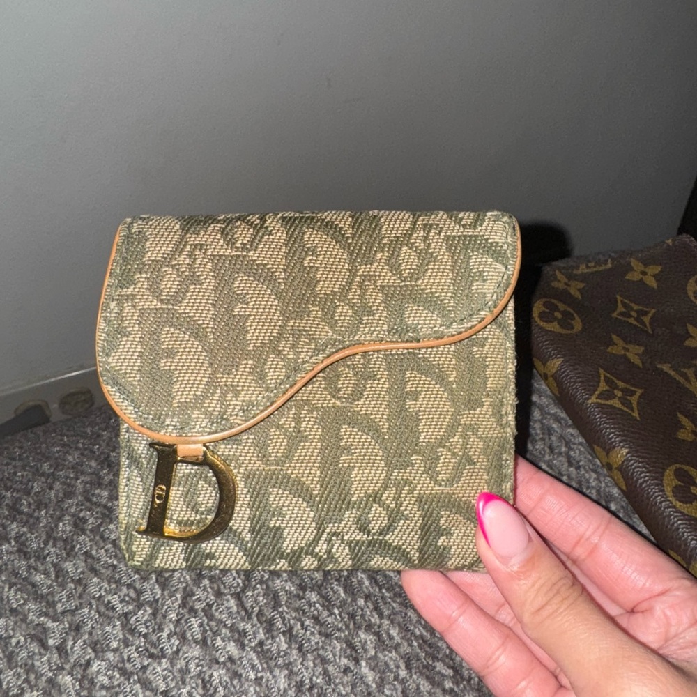 Vintage Christian Dior Green Trotter Compact Wallet